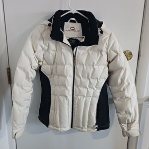 Obermeyer Circuit Women's White and Black Duck Down Coat Size 8 VG Winter/Snow